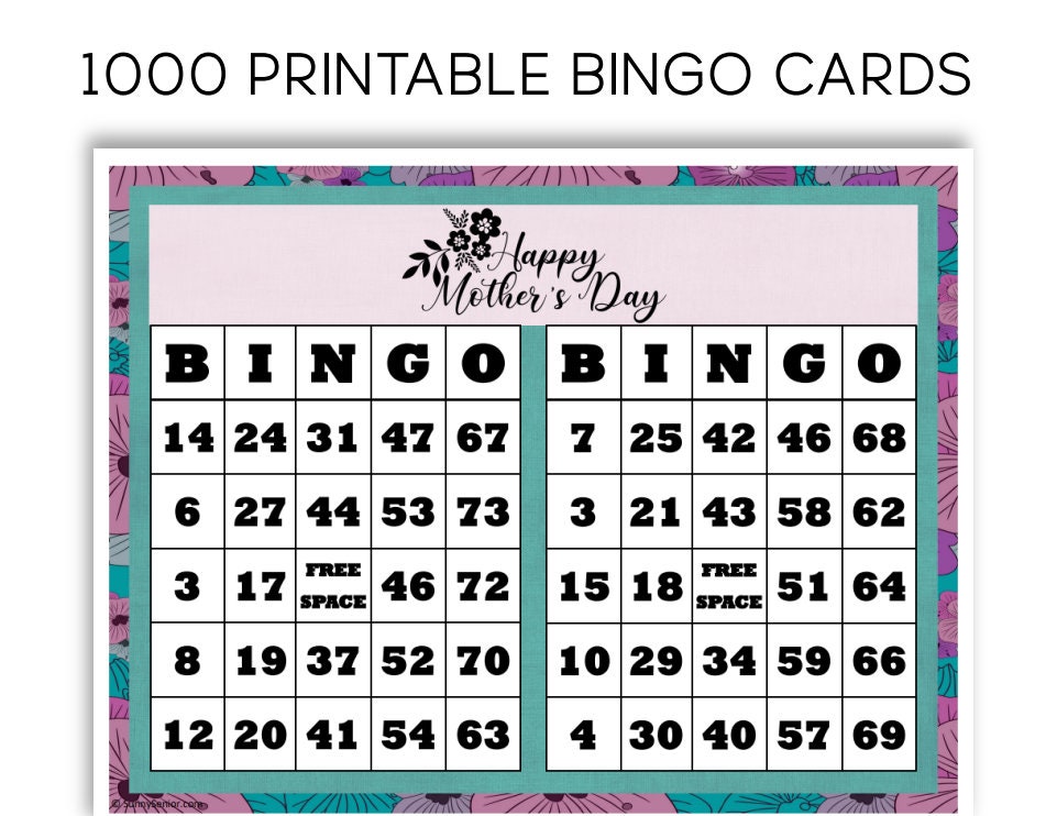 Printable Mother's Day Bingo Cards Set of 1000 - Etsy