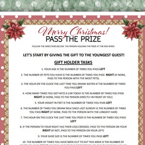 Christmas Pass the Prize Game: Printable Holiday Activity (PDF)