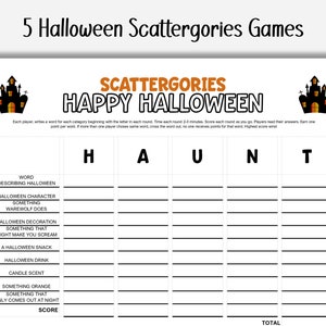 5 Pack Haunted Halloween Scattergories Games