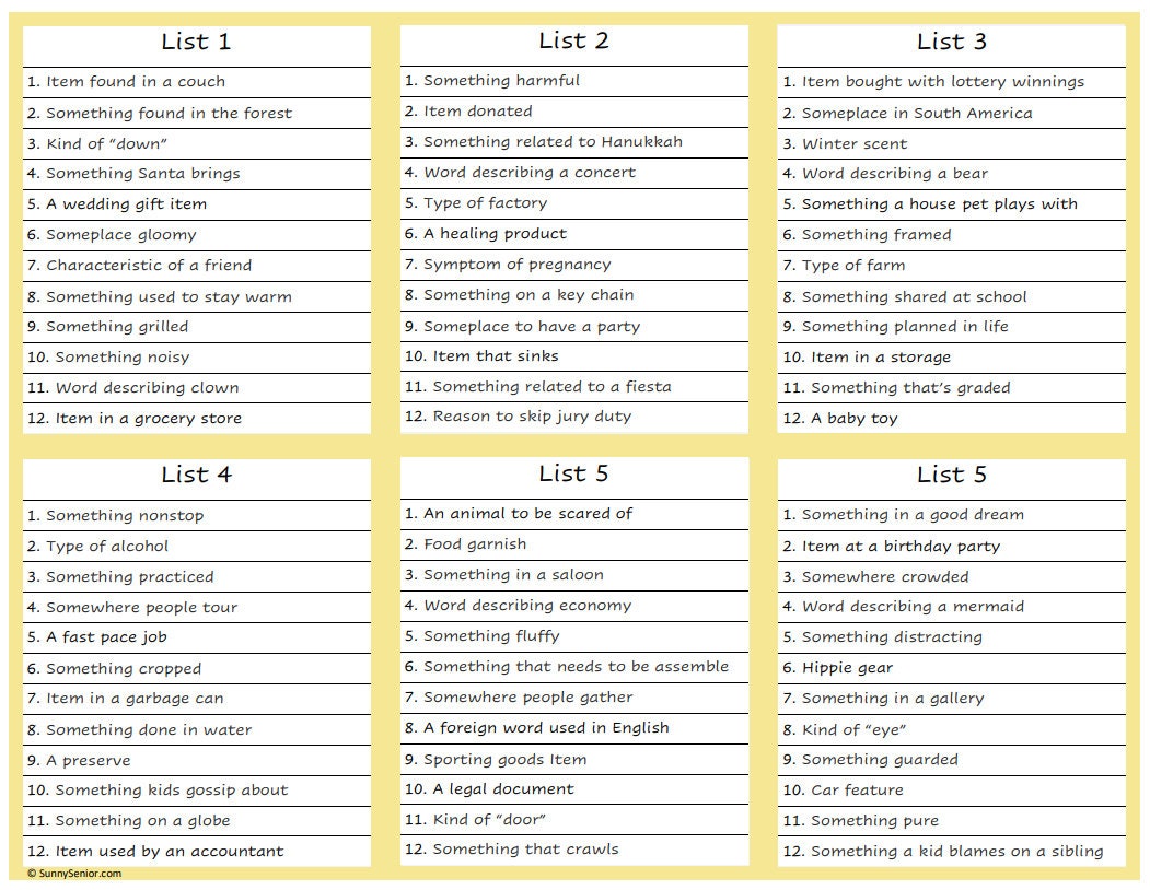 Scattergories Printable Game for Kids: Build Vocabulary and Have Fun ...