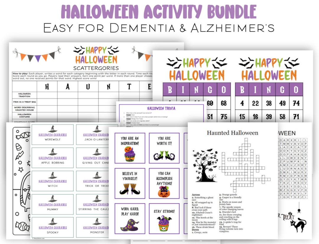 Trick or Treat A Printable Halloween Bundle for Dementia Care Etsy