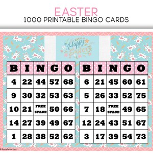 Easter Printable Bingo Cards - Set of 1000