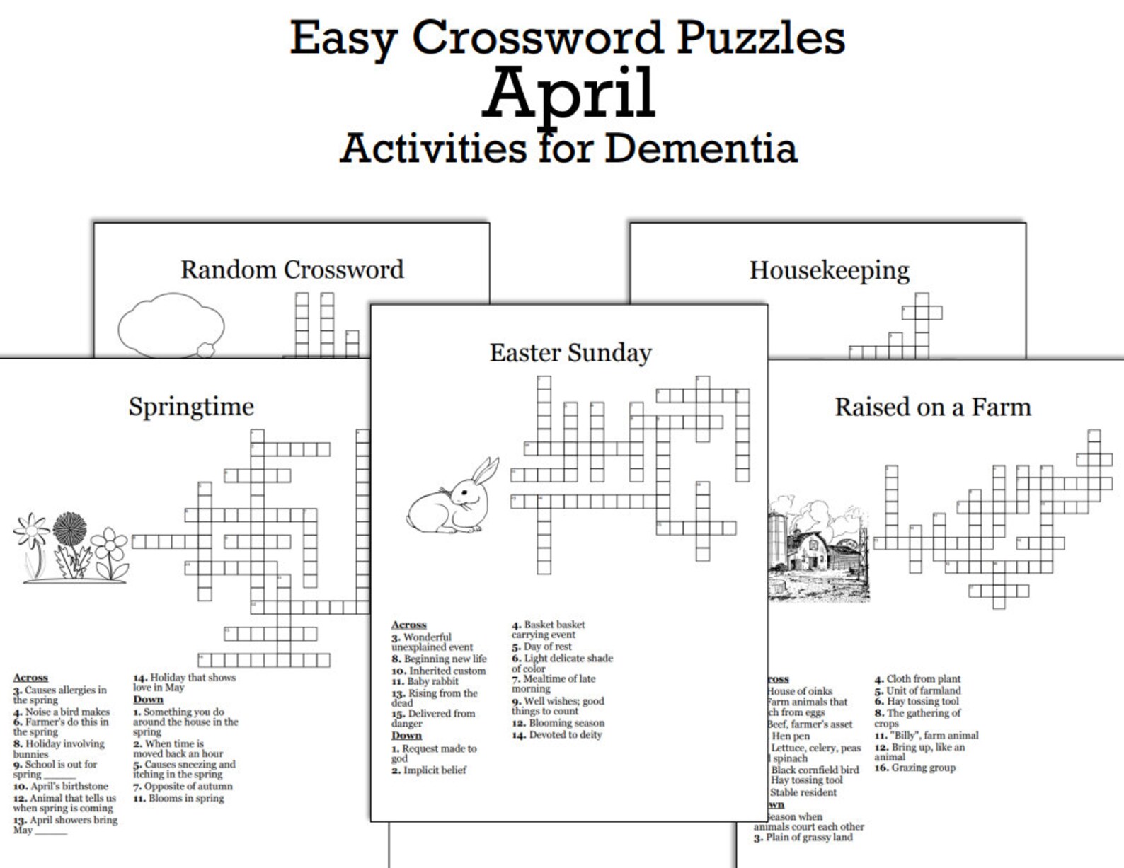 Brain Boosting Crossword Puzzles for Dementia Printable Mental