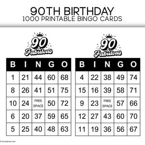 90 fantastische afdrukbare bingokaarten - set van 1000