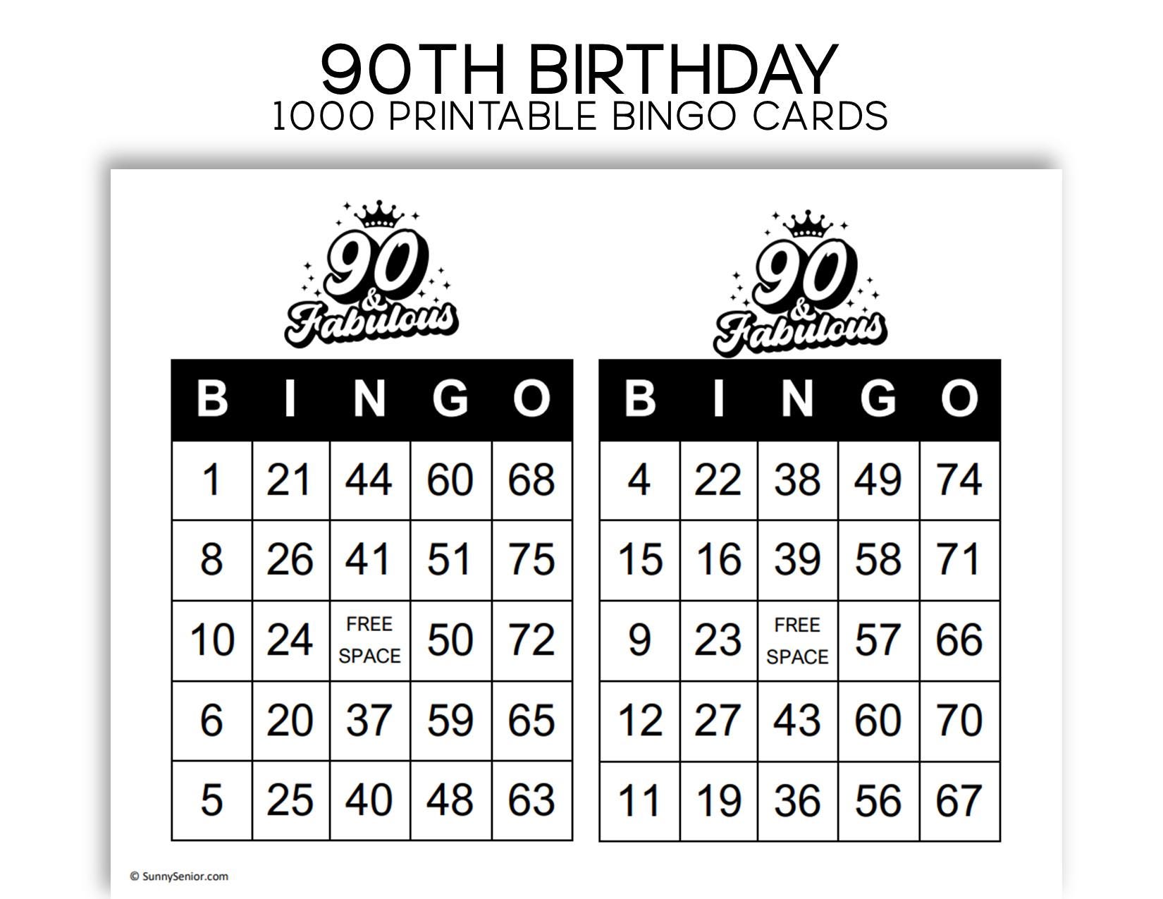 90 fabulosas tarjetas de bingo para imprimir: juego de 1000 - Etsy México, image size:1650x1275
