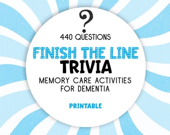 Finish the Line Reminiscence Trivia: Printable Game for Dementia & Alzheimer's