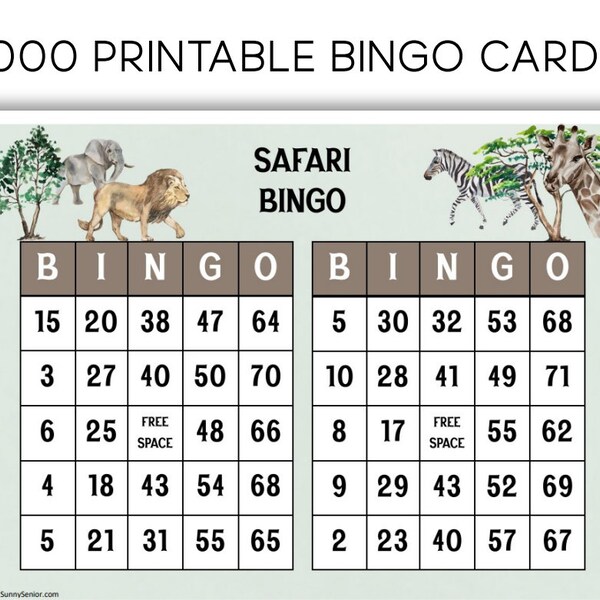 Jungle Bingo Cards Etsy