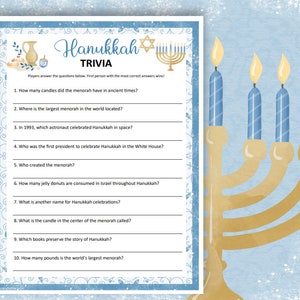 Hanukkah Trivia Games, Printable Chanukah Games for Kids, Adults and ...