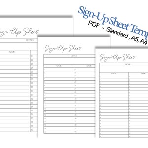 Printable Sign-Up Sheet: Organize Events and Gather Information Effortlessly