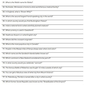 Global Odyssey: Printable Around the World Trivia Pack - Etsy