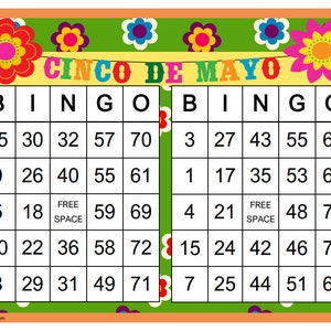 Cinco De Mayo Bingo Card Pack - 1000 Festive Printable Cards - Etsy