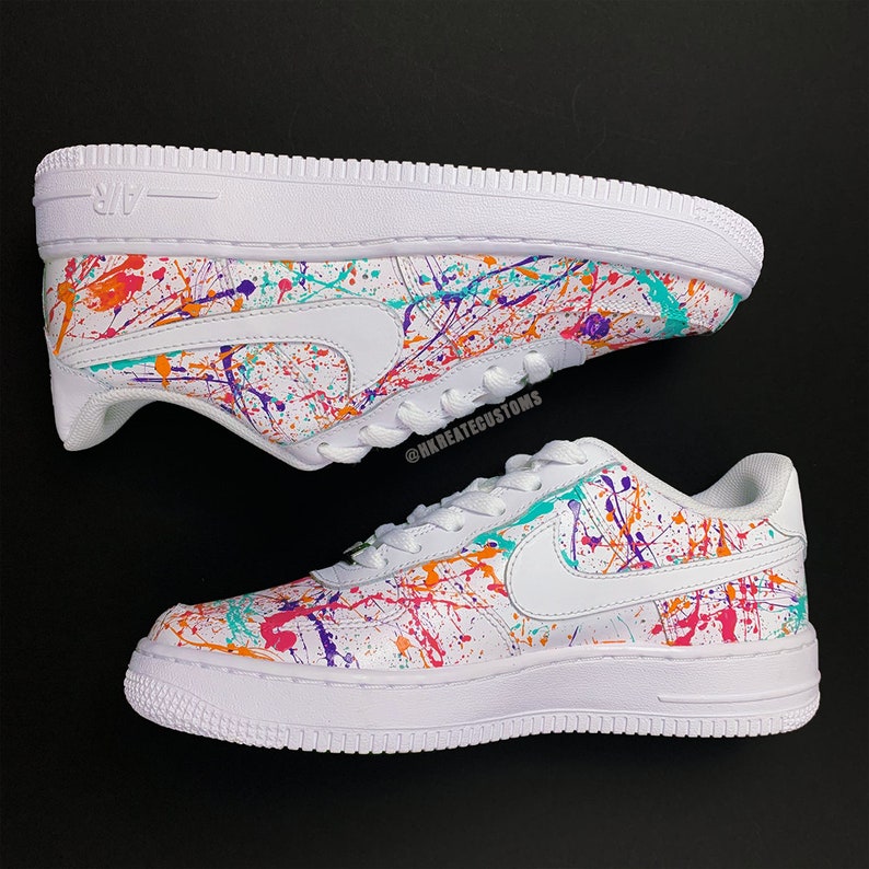 Customised Paint Splatter Air Force 1 Multicolour Paint Etsy