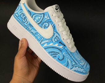 Customised Hand Painted Bandana Air force 1: Hand painting bandana paisley print