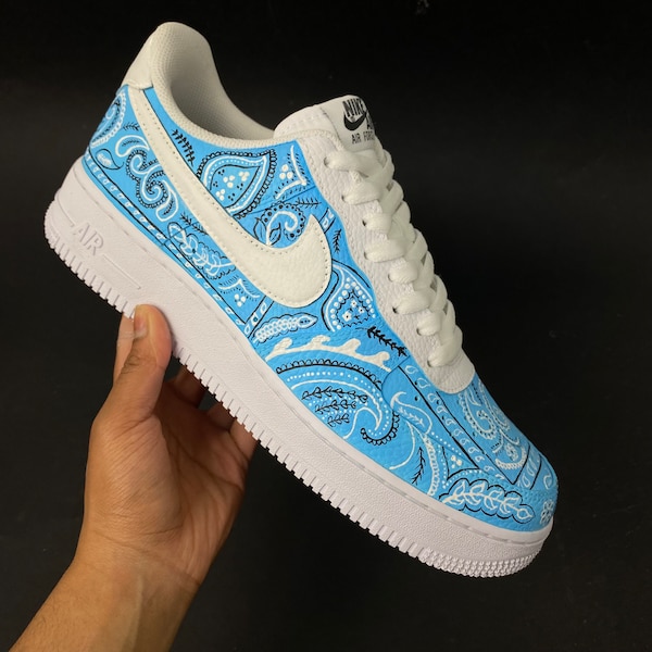 Customised Hand Painted Bandana Air force 1: Hand painting bandana paisley print