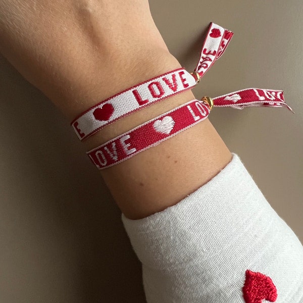 Armband | LOVE | Valentinstag | Freundschaftsarmband | Geschenkidee | Stoffarmband | Textilarmband