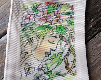 Small, zipped 'flower girl' key ring pouch/ purse / mask holder