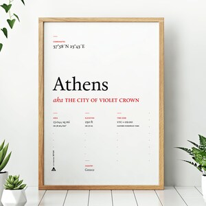 Athen / / Stadt Poster, druckbare typografische Wandkunst oder Postkarte, Instant Download, schwarz oder weiß Hintergrund