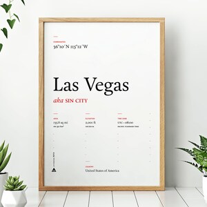 Las Vegas / / Stadt Poster, druckbare typografische Wandkunst oder Postkarte, Instant Download, schwarz oder weiß Hintergrund