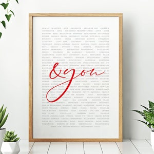 Alle Blumen & Sie / / druckbare typografische Blume Name Poster, Instant Download, schwarz oder weiß Hintergrund