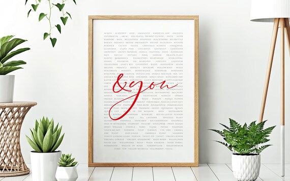 All The Flowers & You // Printable Typographic Flower Name Poster.