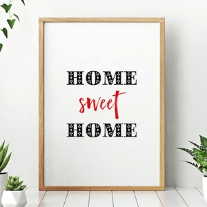 Home Sweet Home / / druckbare minimale typografische digitale Wand Poster, Instant Download, schwarz oder weiß Hintergrund