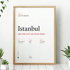 Istanbul / / Stadt Poster, druckbare typografische Wandkunst oder Postkarte, Instant Download, schwarz oder weiß Hintergrund