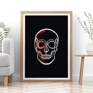 Schädel / / druckbare Single-Line-Zeichnung, Horror oder Makabre, digitale Wand Poster, Instant Download, schwarz oder weiß Hintergrund