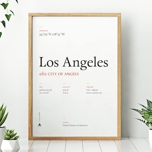 Los Angeles / / Stadt Poster, druckbare typografische Wandkunst oder Postkarte, Instant Download, schwarz oder weiß Hintergrund