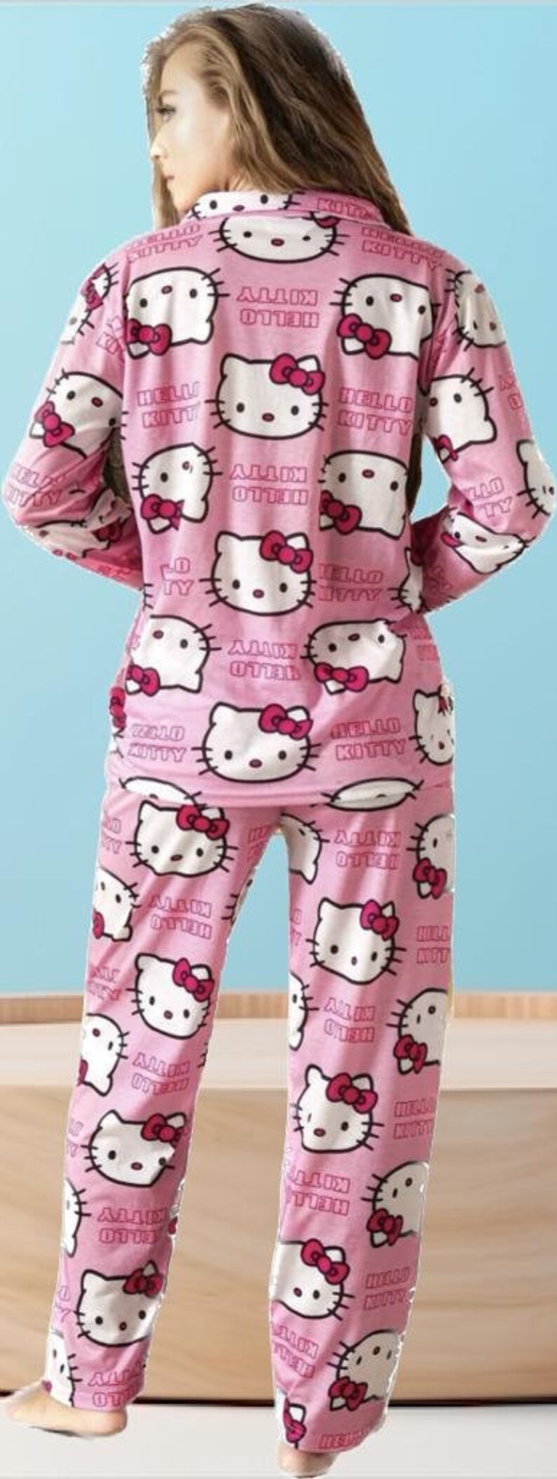 Hello Kitty Women Pajamas Set .. Anime Sanrio Women Hello Kitty Pajamas