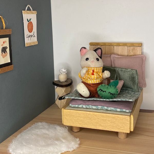 Parure de lit pour maison de poupée