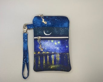 iPhone 14 iPhone 13 Pro iPhone 12 iPhone XS Max iPhone XR Van Gogh Sternennacht über die Rhone Handy-Armband mit Stern zieht