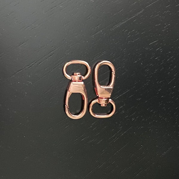 1/2” 13mm inside diameter rose gold swivel hooks bag hardware - set of 2