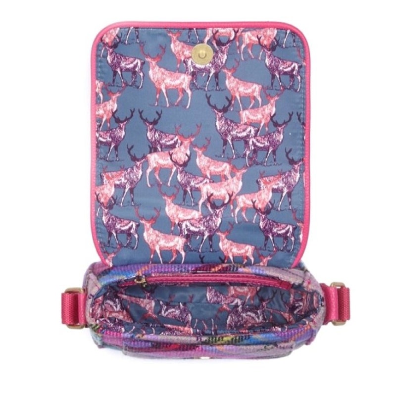 Pink Plaid Ness Corey Cross-Body Handbag Designed in Scotland. Pink