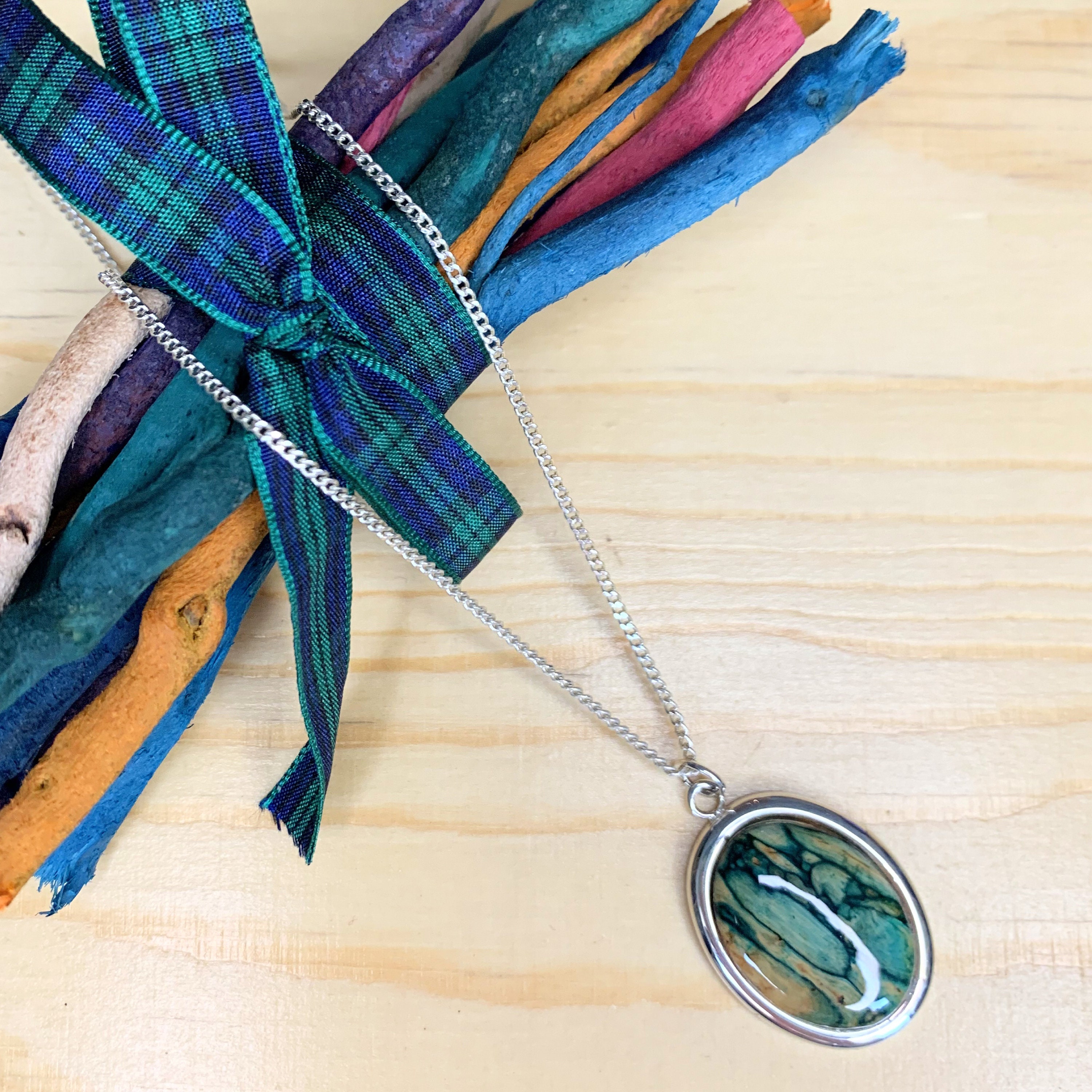 Grüne Heather Große Ovale Anhänger Heathergems Halskette | Etsy