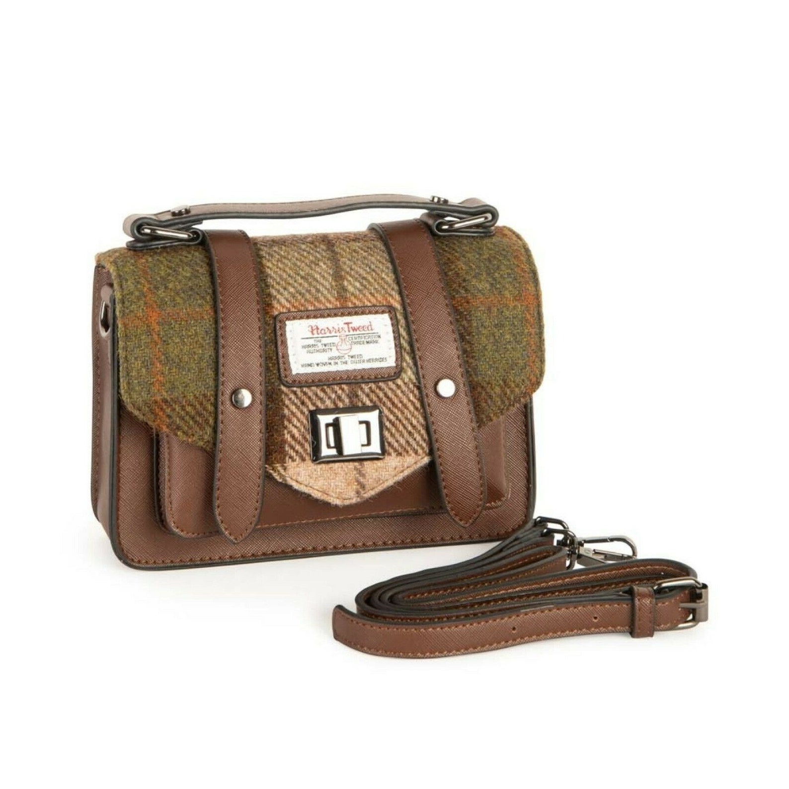 Ladies 100 Genuine Harris Tweed Mini Satchel Bag in Brown Etsy