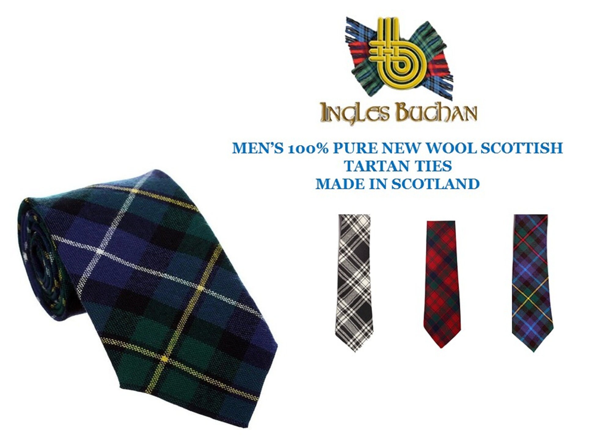 Mens Tie All Wool Made in Scotland MacArthur Modern Tartan