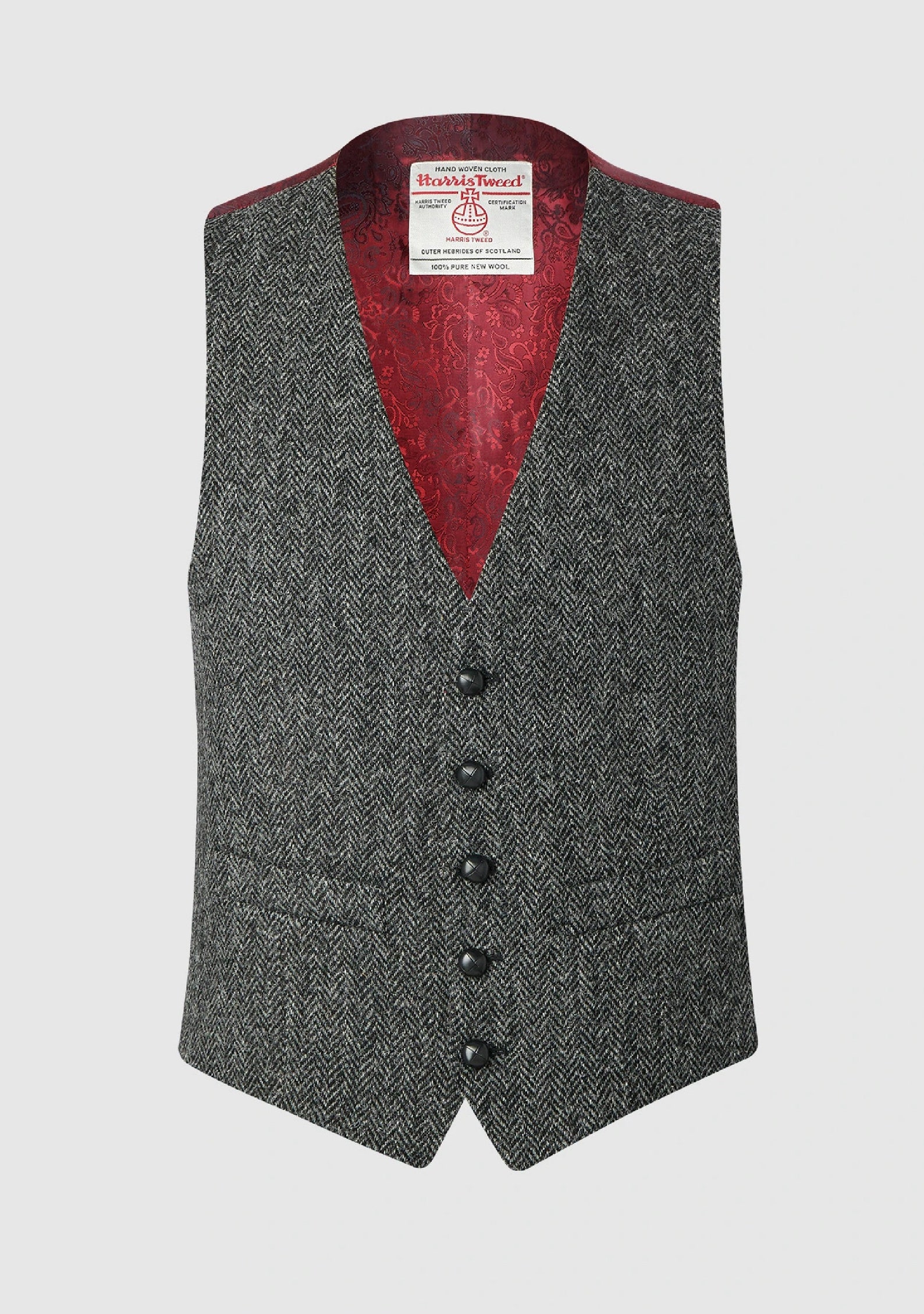 100 Harris Tweed Men's Waistcoat Charcoal Herringbone. Etsy