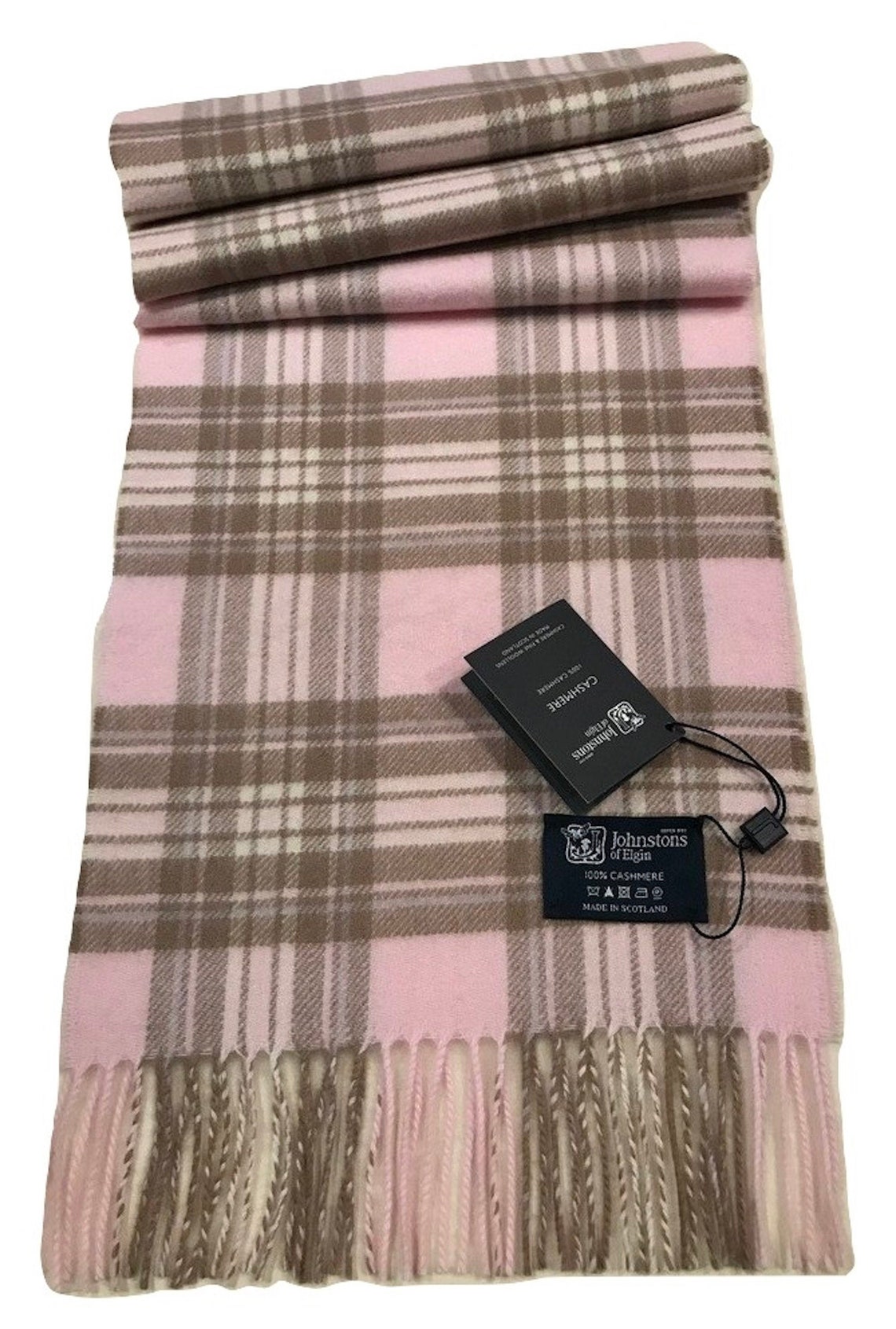 Johnstons of Elgin Classic Tartan Cashmere Scarf Pink Etsy