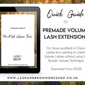 Quick Guide to Premade Volume Eyelash Extensions | Manual | PreMade | Lashes | eBook | Guide | Instant Download | Printable | Fans | Volume