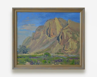 Original Big Size framed oil painting. By Ukrainian artist D. Khamula. Impressionist textured mountains landscape. Fine art. One of a kind .