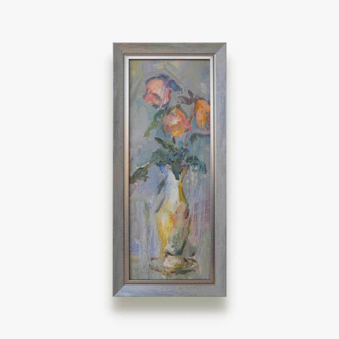 Triangularism Art Original Framed Oil Painting. by Ukrainian Artist N. Blizhina. Vertical ...