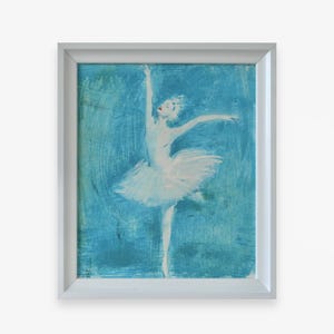 Pintura a óleo impressionista original. Do artista soviético ucraniano O. Tkachenko. Retrato minimalista emoldurado de uma bailarina dançando. Único.