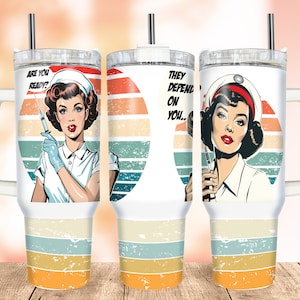 Vintage Nurse 40oz Tumbler Wrap: Retro Sublimation Design (PNG Digital Download)
