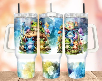 Colourful Frogs Tumbler Wrap, Mushroom 40oz Quencher Tumbler, Seamless Hearts Print Design, Sublimation Designs for Tumblers