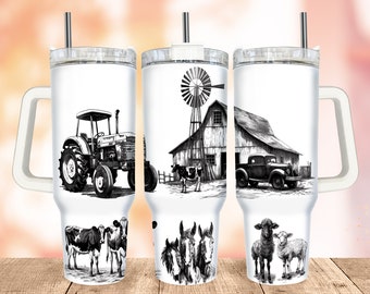 Vintage Farm Life 40 Oz Tumbler Wrap: PNG Sublimation Design (Digital Download)