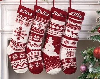 Personalized Christmas Stocking, Knit Christmas Stocking, Custom Stocking, Embroidered Stocking, Personalized Stockings, Holiday Stockings