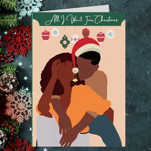 Regali personalizzati Biglietti di auguri afroamericani 5,5" x 8,5" con busta / Messaggio personalizzato / Biglietti di auguri neri / Regalo di Natale