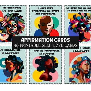 Cartes de vœux pour femme afro-américaine | Tableau de manifestation | Vision Board imprimable | Outils de planification d'entretiens personnels | Cadeau pour femme noire