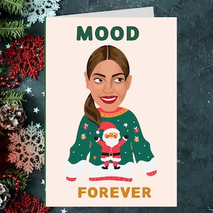 Regalos personalizados Tarjeta de felicitación de Beyoncé de 5,5" x 8,5" con sobre / Mensaje personalizado / Tarjetas navideñas divertidas / Regalos de broma para ella / Regalo de Navidad