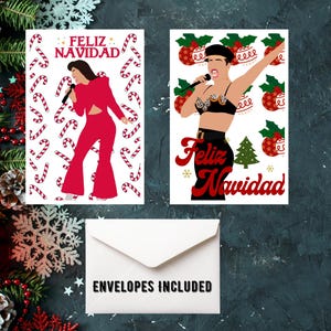 Paquete de tarjetas navideñas para amantes de la música, tarjetas de Selena Quintanilla, Como La Flor, regalo para ella, arte latino, regalos latinos, para hermana, madre, tía
